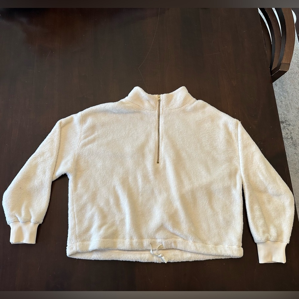 White fluffy cozy quarter zip